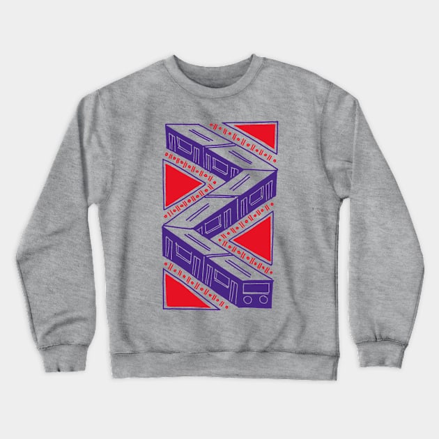 Zig Zag Train Crewneck Sweatshirt by Maritsa Patrinos